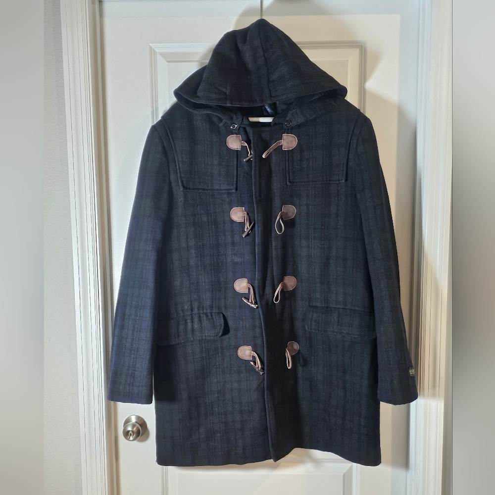Vintage Men's Ralph Lauren Wool Plaid Pea Coat 2XL